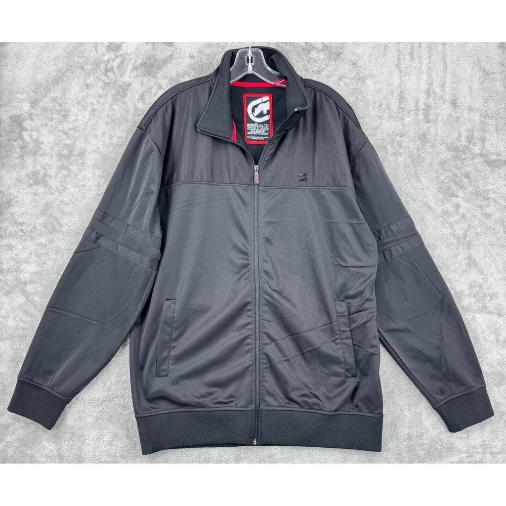 Ecko Unltd Jacket Mens Size XL Track Fleece Athletic Athleisure Pockets 90s